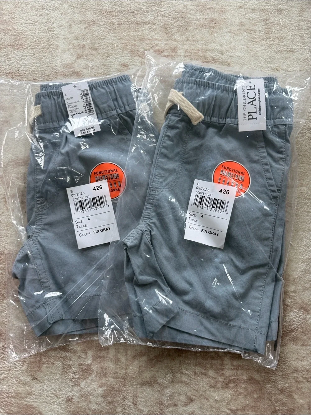 The Children's Place Light Gray Jogger Shorts 2 pack